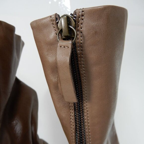 FREE PEOPLE Elle Block Heel Slouch Boots Size 39.5 9.5 Taupe Brown Leather NEW - Picture 9 of 14